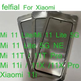 Panel 10pcs/lote Glass delantero+OCA LCD Lente externa para Xiaomi Mi 11 Lite 5G NE 11T 11X PRODE TOUCH PANEL