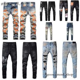 Panneau 214 AMIRS Pantalons Broiderie Designer Hole Slim-Fit Mens Jeans Taille Patch Womens Star Street Strethers Pantal