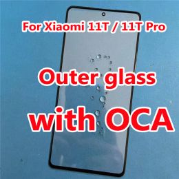 Panneau 6.67 "Haute qualité pour Xiaomi 11T 210811111RG / 11T Pro 2107113SG Écran tactile Panneau avant Verre d'objectif extérieur avec remplacement OCA
