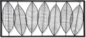 Panneau décor en métal noir, feuilles de feuilles décor