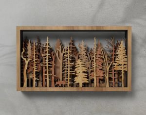 Panneau Coup 3D Boîte d'ombre en bois décoratif en bois 3D Cadeau d'art en bois 3D