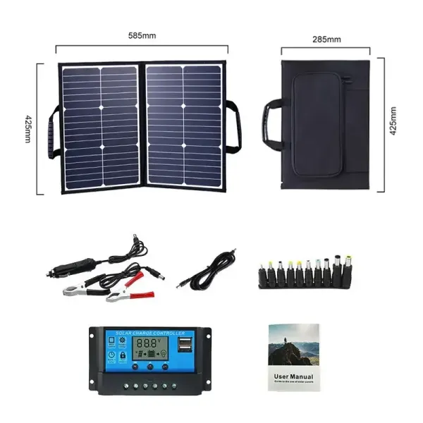 Kit de panel completo para camping, estación de energía solar plegable, cargador de generador portátil MPPT, 18 V para coche, barco, caravana, campamento