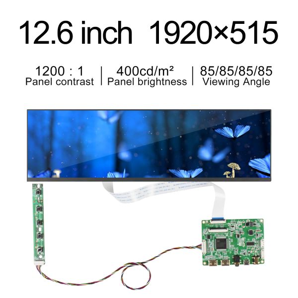 Panneaux Écran de barre de 12,6 pouces 1920x515 NV126B5M Modules d'affichage LCD SRGB avec carte EDP 30 PINS Écran de jeu