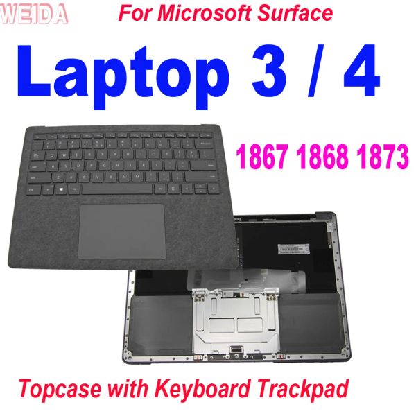 Paneles AAA +++ Teclado para la computadora portátil Microsoft Surface 3 Laptop 4 1867 1868 1873 Teclado de ensamblaje de Topcase con trackpad completo gris