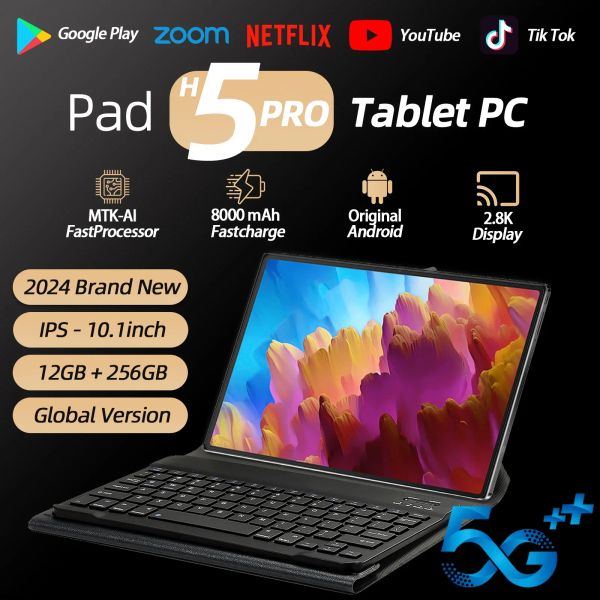 Paneles Originales World Premiere Pad H5 Pro Tablette Android13 FHD 4K Pantalla 12 GB+256G PABLET PC 10.1 pulgadas 5G Dual SIM wifi con teclado