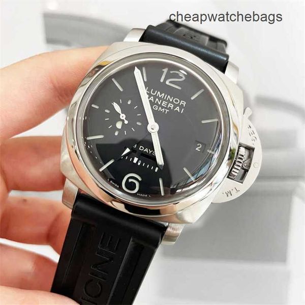 Panerai Relojes automáticos Reloj de movimiento suizo Reloj resistente al agua de acero inoxidable completo Serie Reloj para hombre 44 mm Placa negra Ocho días dinámico Pam00233