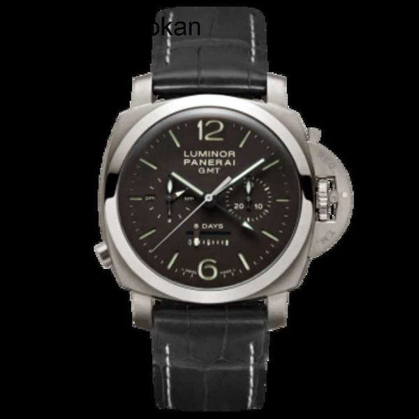 Panerais Montre Peinahai Titanium Double fuseau horaire Stockage dynamique Manuel Mécanique Hommes Pam00311 Horloge de luxe d'occasion NRWW Meilleure qualité