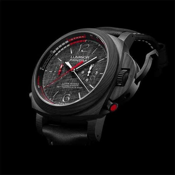 Paneraiss Relojes automáticos para hombres Reloj para hombre Paneraiss Serie LUMINOR 1038 Fibra de carbono Mecánico Contador volador Cronógrafo Reloj para hombre Relojes de pulsera impermeables S