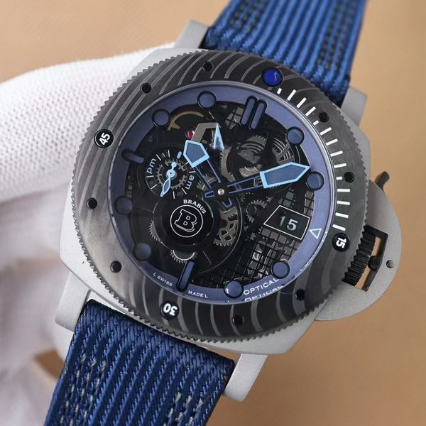 Reloj paneri Hidden Walker Reloj para hombre 47 mm bp-factory con tecnología de corte de esfera súper luminoso con movimiento original Reloj de lujo Reloj de marca