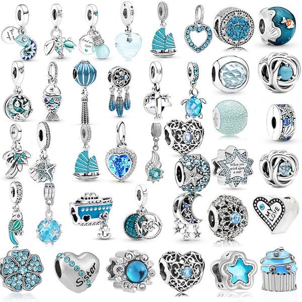 Panjia bleu clair Sier plaqué concepteur Dora perles Bracelet à bricoler soi-même accessoires bijoux créatures de la mer profonde perles en vrac