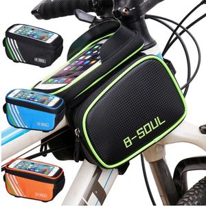 Fietstassen B-SOUL Fietstas Zadeltassen Voorkant Touchscreen Waterdichte Telefoon Mountainbike Fietstassen Tas Voor Fietsaccessoires 231018