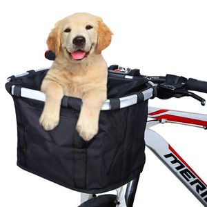 Sacoches Sacs Vélo Avant Panier Vélo Petit Chien De Compagnie Pochette De Transport 2en1 Amovible VTT Guidon Tube Panier Suspendu Pliage Bagages Sac 5KG Charge 230616