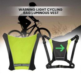 Sacoches sacs nouveau 2021 sans fil cyclisme gilet vtt sac LED clignotant vélo vélo Nylon éclairage avertissement gilets de sécurité 0201