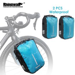 Fietstassen zakken Rhinowalk 2 PCS Bike Fork Bag Waterdicht Blauw E Scooter Snel Release Front Travel Bagage 230822