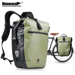 Rhinowalk sac de vélo sacoche 100% entièrement étanche 27L grande capacité de sac de vélo multifonctionnel arrière porte-bagages sac de cyclisme sacs 231018