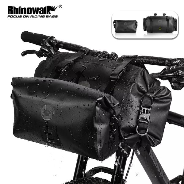 Alforjas bolsas Rhinowalk bicicleta impermeable gran capacidad manillar 1 o 2 piezas tubo frontal ciclismo MTB marco maletero bicicleta accesorios 230222