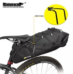 Bolsas de alforjas Rhinowalk Bike Bag 10L-13L Bicicleta impermeable y soporte estabilizador Mount Gran capacidad Saddle Tail Rear Bike Bag 230224