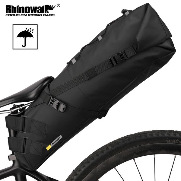 Bolsas de alforjas Rhinowalk Bike Saddle Bag Impermeable MTB Road Bicicleta 13L Gran capacidad Ciclismo Foldabe Tail Trasero Accesorios 230925