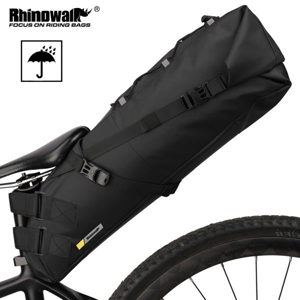 Alforjas Bolsas Rhinowalk Bike Saddle Bag Impermeable MTB Road Bicicleta 13L Bolsa de ciclismo de gran capacidad Foldabe Tail Bolsa trasera Accesorios para troncos 230829