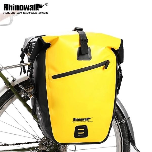 Alforjas Bolsas RHINOWALK Bolsa de bicicleta impermeable 27L Bolsa de ciclismo de viaje Cesta Bicicleta Estante trasero Asiento trasero Bolsas de maletero bolsas de bicicleta pann3402