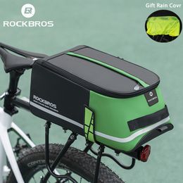 Bolsas de mallas bolsas rockbros bolss de bicicleta PU bicicleta tronco de almacenamiento de asiento trasero 2 en 1 pografía de viaje deportes fitness Equipo de ciclo de hombro 230811