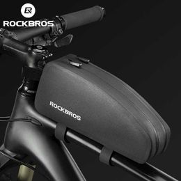 Sacs sacs Rockbros Bicycle Sac étanche à tube avant supérieur à tube avant grande capacité en nylon ultra-léger portable Doue Zipper Pocket Bike Accessoire 0201