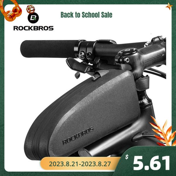 Sacs de sacoche ROCKBROS sac de vélo étanche cyclisme haut avant Tube cadre sac grande capacité vtt route vélo sacoche noir vélo accessoires 230824