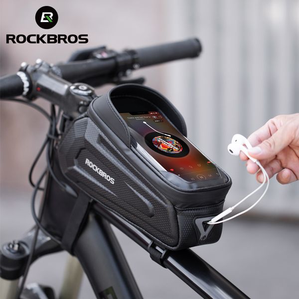 Bolsas de alforjas ROCKBROS Bolsa de bicicleta Pantalla táctil impermeable Ciclismo Marco de tubo frontal superior MTB Bicicleta de carretera 6.5 Accesorios de la caja del teléfono 230607