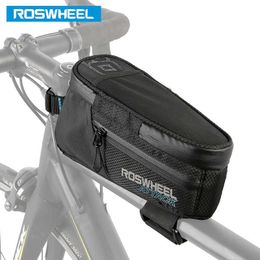 Fietstassen zakken roswheel fiets bovenste frame zak 1.5L fiets kruisrail bovenste buis bundel fietsperren opslagzakje nylon tpu pack 0201