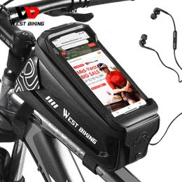 Sacoches sacs WEST BIKING vélo 6072 pouces téléphone étanche cadre avant cyclisme écran tactile sensible vtt vélo de route 230222
