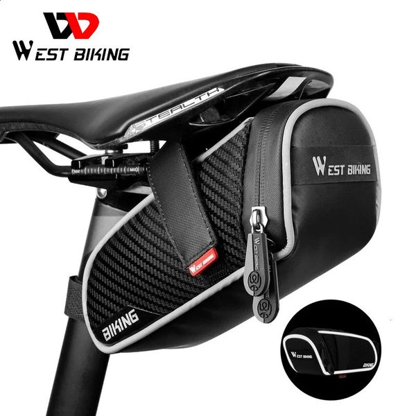 WEST BIKING – sac de selle de vélo étanche, outils de cyclisme, sacoche réfléchissante pour tige de selle arrière, panier vtt, accessoires de vélo de route, 231030