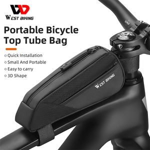 Sacoches WEST BIKING Sac de tube supérieur de vélo étanche ultraléger téléphone portable outil de cyclisme triangle de stockage équipement de vélo vtt 230823