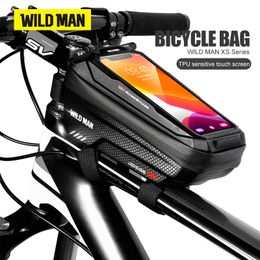 Sacs de sacoche WILD MAN X2 Sac de vélo EVA Coque rigide Étanche Écran tactile Haute capacité Vélo de route VTT Anti-vibration Cyclisme 230824