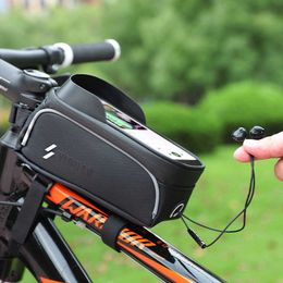 Sacoches vélo 6.0-7.2 pouces téléphone étanche cadre avant cyclisme sensible écran tactile vtt vélo de route sac 0201