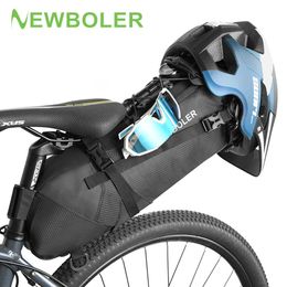 Fietstassen S Newboler Bike 100%waterdichte 12L grote capaciteit fietszadeling fietsen vouwbare staart achterzak mtb road trunk bikepacking 0201