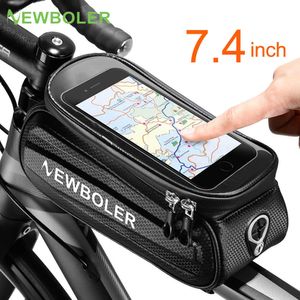 Sacoches NEWBOLER Vélo 2L Cadre Avant Tube Vélo Vélo Étanche Téléphone Cas Titulaire 7,4 Pouces Écran Tactile Sac Accessoires 0201