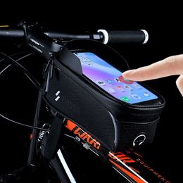 Staandsers S Rainproof Bicycle Front 6.0-6.9 inch touchscreen telefoonhoes MTB Top Tube Bag Bike Accessories 0201