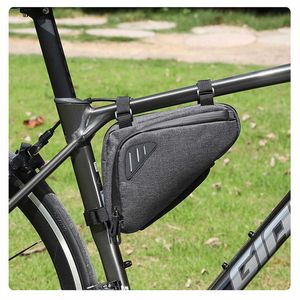 Panniers s Reflective Mountain Bike Tool Kit Bicicleta Tubo inferior Montar Viga delantera Cáñamo oscuro Gris Bolsa de ciclismo al aire libre 0201