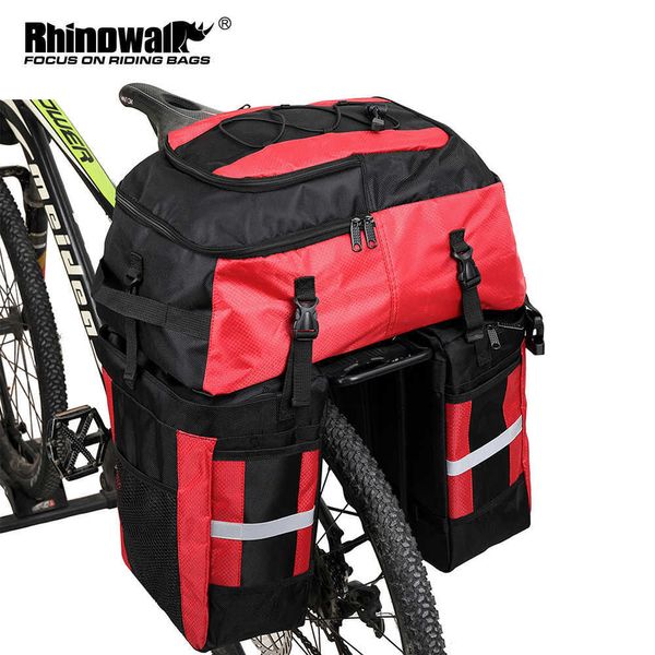 Pañas S Rhinowalk 70L Cesta de ciclismo Bicicleta 3 en 1 bicicleta Gran capacidad Ratreta trasera Asiento de mochila Pack Pack Pack Red 0201