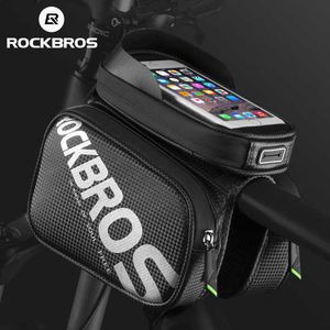 Fietstassen S RockBros Bicycle Rainproof Touch Screen Telefoon Top Tub Tube MTB Roadframe Voorste Zadel Bag Panners Bike Accessories 0201