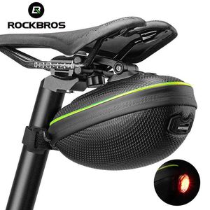 Panniers s ROCKBROS Sillín de bicicleta EVA Asiento de bicicleta Ciclismo Tail Bolsa trasera Bolsa con luz trasera Accesorios de almacenamiento impermeables 0201