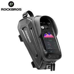 Panniers S Rockbros Sac de téléphone avant Tube de vélo étanche à écran tactile Paquet de selle pour accessoires de vélo de 6,5 pouces 0201