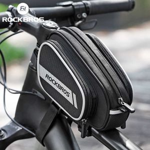 Sacoches s ROCKBROS Tube supérieur bande réfléchissante évolutive grande capacité vtt selle de vélo sac avant 1.8L accessoires de vélo 0201