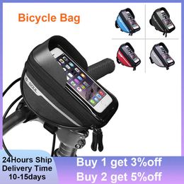 Panniers s Marco impermeable Tubo superior delantero Manillar de bicicleta MTB Pantalla táctil Bolsa de ciclismo Soporte para teléfono Accesorios para bicicletas 0201