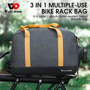 Borse laterali WEST BIKING Sedile posteriore per bicicletta MTB Portabici per bagagliaio Borsa da viaggio impermeabile di grande capacità con parapioggia 0201