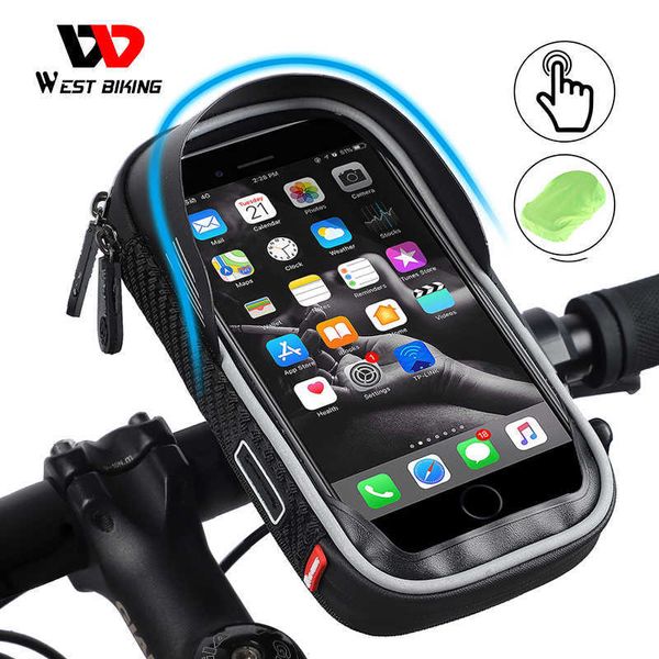 Alforjas s WEST BIKING impermeable bicicleta teléfono móvil soporte 6,0 pulgadas iPhone bicicleta motocicleta manillar retrovisor montaje bolsa funda 0201