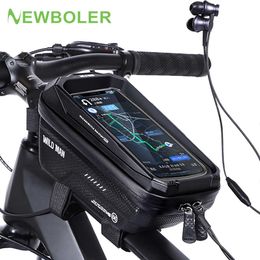 Panniers s WILD MAN New Bike Upper Tube Ciclismo Impermeable 6.7in Phone Touchscreen Bag MTB Pack Accesorios de bicicleta 0201