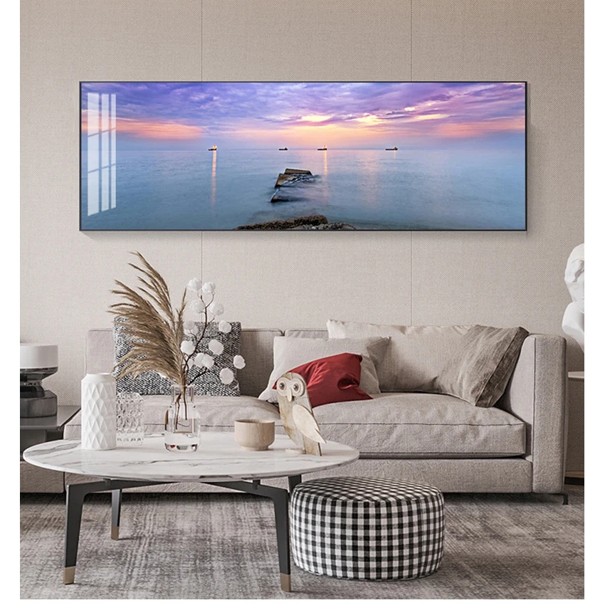 Panorama Scandinavische kunst aan de muur voor woonkamer zonsondergangen natuurlijke zeestrand landschap posters en prints canvas schilderen woo