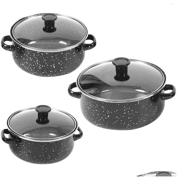 Casseroles 1 ensemble de casserole marmite émail cuisson marmite avec couvercle ustensiles de cuisine livraison directe Dhzpy