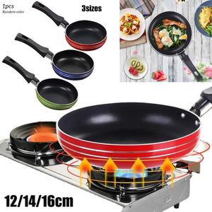 Pannen 12/14/16 cm Mini Koekenpan Non-stick Verdikte Roestvrijstalen Koekenpan Pot Gebakken Ei Steelpan Keuken Kookgerei Willekeurige Kleur